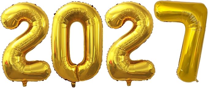 Gold 2027 Foil Number Balloons for 2027 New Year Eve Festival Party Supplies by GOER