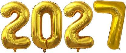 Gold 2027 Foil Number Balloons for 2027 New Year Eve Festival Party Supplies by GOER