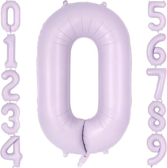 Light Purple Number 0 Balloon, 40 Inch Big Large Foil Helium Number Balloons by AIQINHU