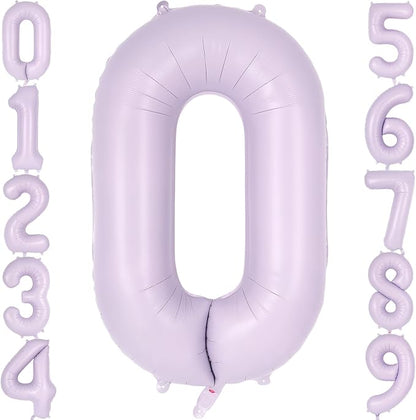 Light Purple Number 0 Balloon, 40 Inch Big Large Foil Helium Number Balloons by AIQINHU