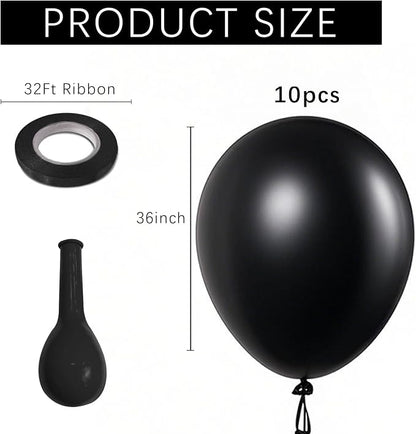 Black Balloons Party Decorations 10 Pack 36 inch Round Halloween Latex Balloons - Image 2