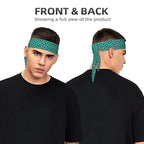 Boys Girls Sports Sweat Band, Boho Style Elastic Head Ribbon for Running Fitness Spa, Beauty Skinny Cheetah Turquoise Mint Green Leopard Print Headwear Hand Decor