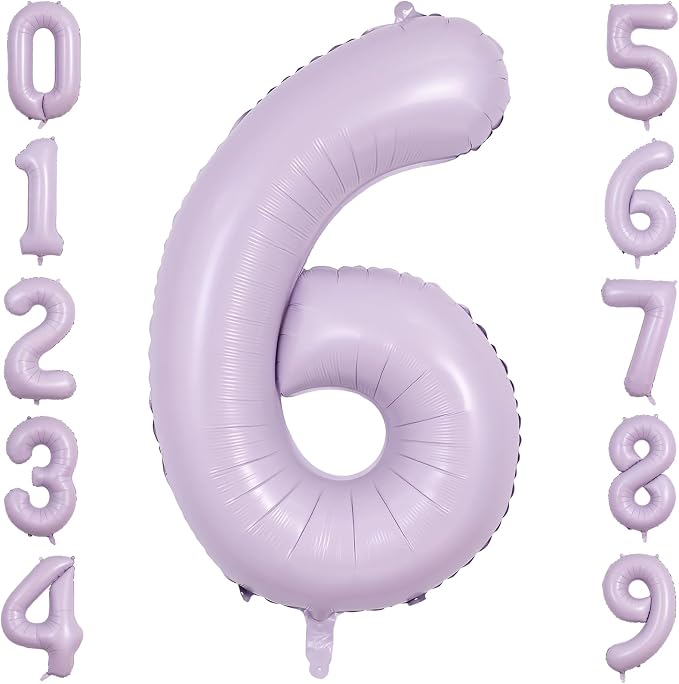 40" Pastel Purple Foil Number 6 Balloon by TNCDJKPA