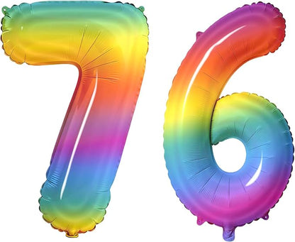 Number 76 Balloons for 76th Birthday Party Decorations, 0-100 Large No.76 by Joycard