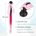 SEGO 1PCS/2PCS Helmet Pigtail Braids with Detachable Suction Cup Bowknot Ponytail Hair Many Colors (Helmet not Included)
