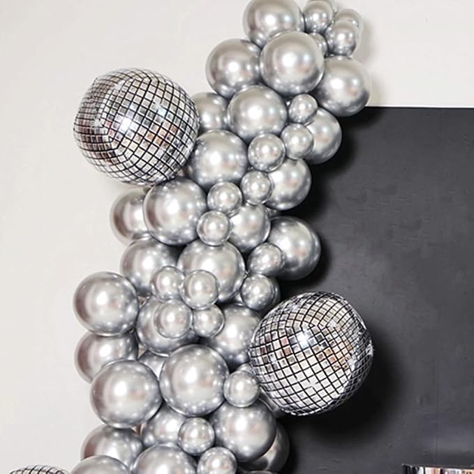 KBZVNAF Silver Metallic Chrome Latex Balloons - Image 5