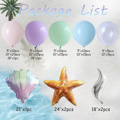 Mermaid Party Decorations 142pcs Macaron Pink and Purple Balloon Garland - Image 2