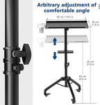 ZHOOGE Salon Tray Cart on Wheels with Stand Rack Tray, Premium Iron Alloy Tattoo Tray Height Adjustable Salon Service Tray with 360 Degree Mute Universal Tricycle for Tattoo Work, SPA and Dental Tray