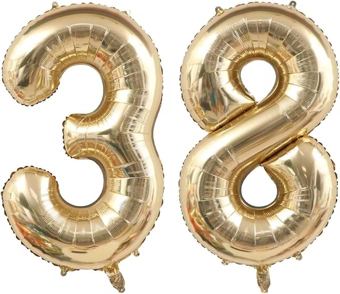 Light Gold 83 38 Balloon Numbers, 40 Inch Large 73th 37th Birthday Balloons by Unknown