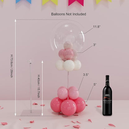 YALLOVE 4-Pack 15.75-Inch Clear Acrylic Balloon Centerpiece Stands | Tabletop - Image 2