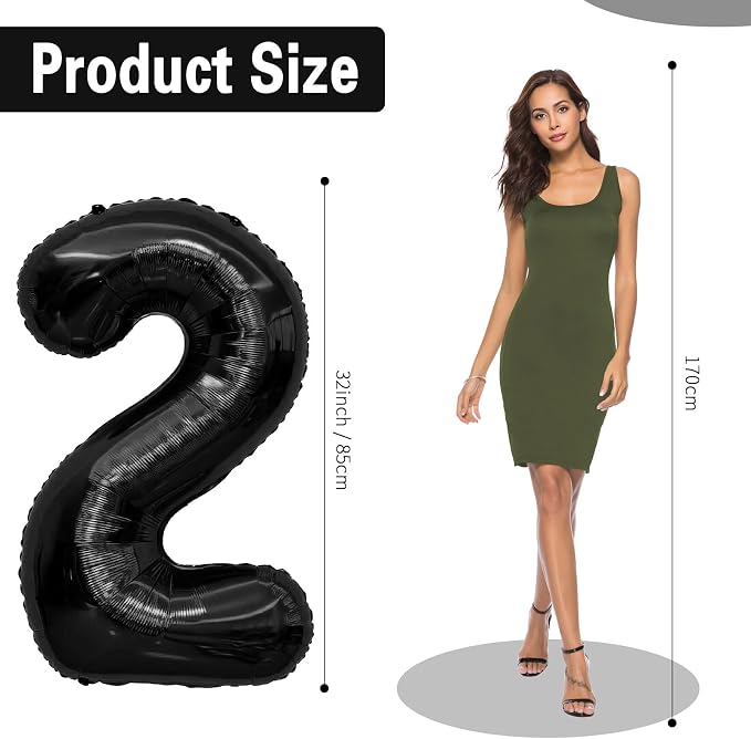 Black Number Balloons 26 Balloon Numbers 26th Number Balloon Foil Mylar Party - Image 2