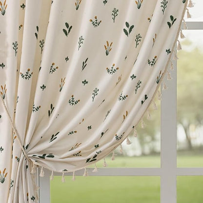 F-CHU Floral Curtains for Living Room Bedroom Farmhouse French Country Linen by F-CHU