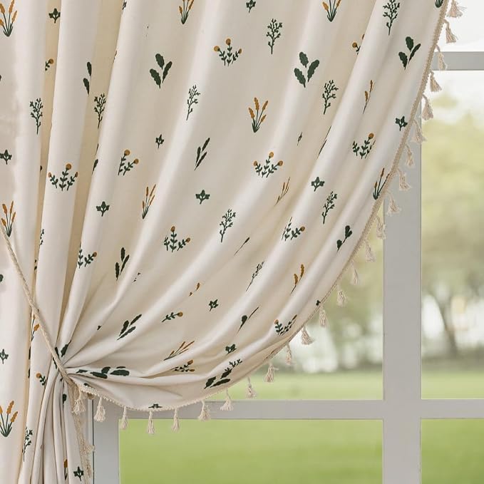 F-CHU Orange Floral Curtains for Bohemian 90 Inch Length French Country Floral by F-CHU