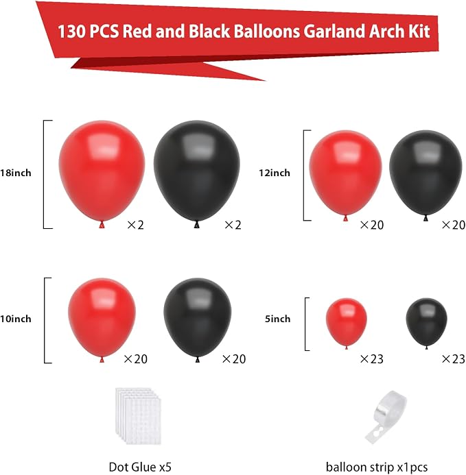Red and Black Balloons Arch Kit - Image 2