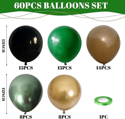 Green and Brown Balloon, Metallic Avocado Tan Chrome Gold Balloons - Image 2