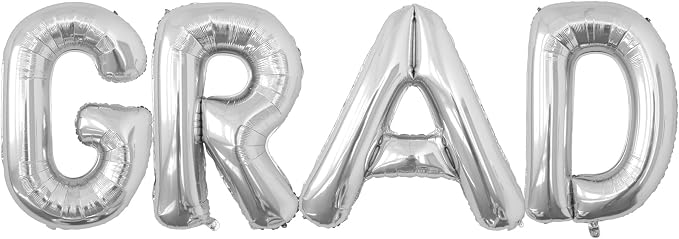 40 Inch Silver GRAD Balloons, High School College Congrats Grad Class of 2026 - Image 4