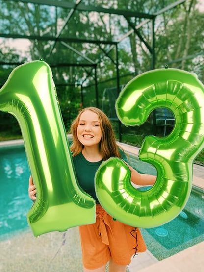 Number 1 Balloons, 40In Green Balloons - Image 3
