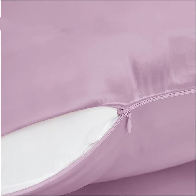 Purple Silk Pillowcase for Hair and Skin Made in USA, Pure 22 Momme Silk Pillow Cases Queen with Zipper, 6A Grade, Anti Aging, Anti Acne, Hypoallergenic, 1 Pc 20"x30" (Queen, Purple)