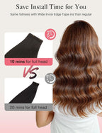 DOORES Invisi Edge Tape in Wide Hair Extensions Human Hair, Dark Brown 4PCS Injection Tape ins 20g 22 Inch, Virgin Human 3 Inch Wide Injected Extensions Invisible