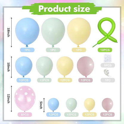 Pastel Balloon Arch Garland Kit, Macaron Pink Green Blue Yellow Latex Party - Image 3