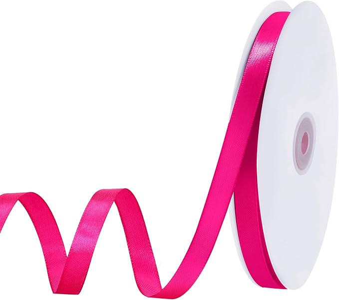 woric 120 Yards Hot Pink Ribbon 3/8 Inch Thin Pink Satin Ribbon | Bachelorette by woric