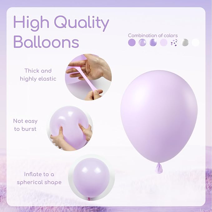 60pcs Purple and Silver Balloons 12inch - Image 3