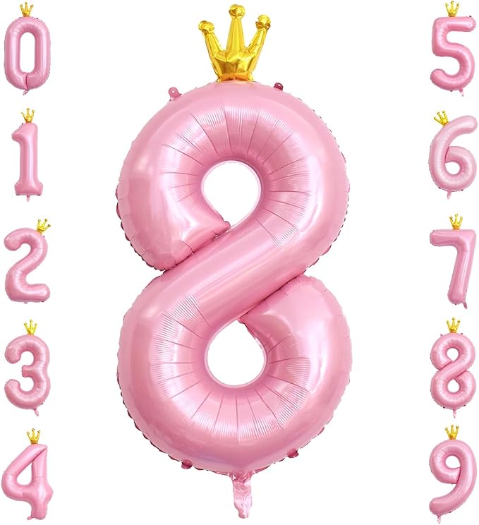40 Inch Crown Pink Number 8 Balloon, Big Conjoined Light Pink Foil Mylar Helium by Unknown