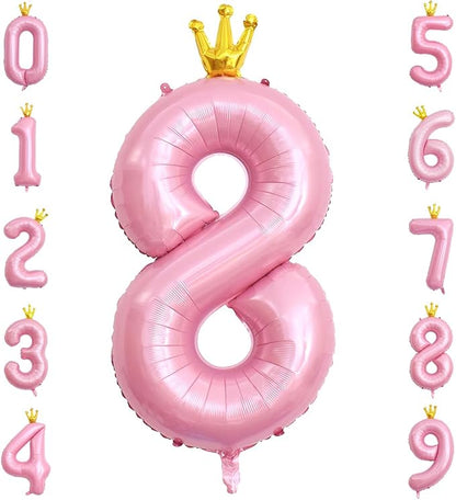 40 Inch Crown Pink Number 8 Balloon, Big Conjoined Light Pink Foil Mylar Helium by Unknown