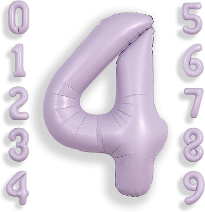 SUWEN 40 Inch Light Purple Lavender Big 4 Balloon Number Foil Helium 0-9 | 4th by SUWEN