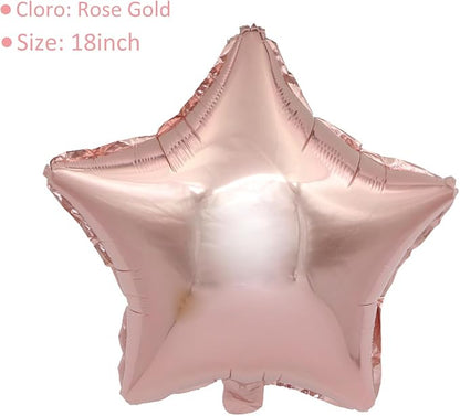 MEETINGU Rose Gold Metallic Balloons, 18 Inch Rose Gold Star Mylar Balloons 10 - Image 3