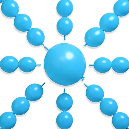 PartyWoo Light Blue Linking Balloons 100pcs 12 Inch Blue Link Balloons | by PartyWoo