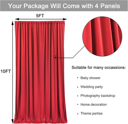 20ft x 10ft Wrinkle Free Red Backdrop Curtains - Image 6