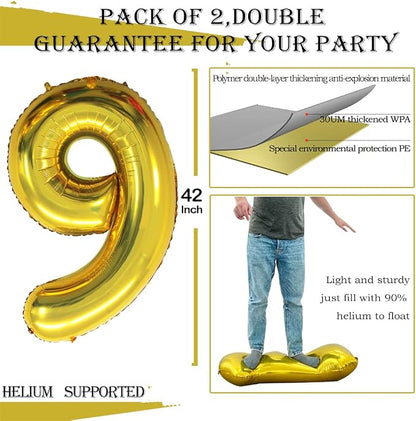 Number 90 Balloons for 90th Birthday Party Decorations, 42 Inch Jumbo Foil - Image 2