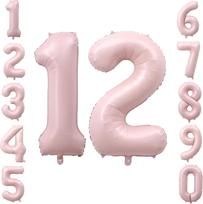 40" Light Pink Foil Number 12 Balloon by TNCDJKPA