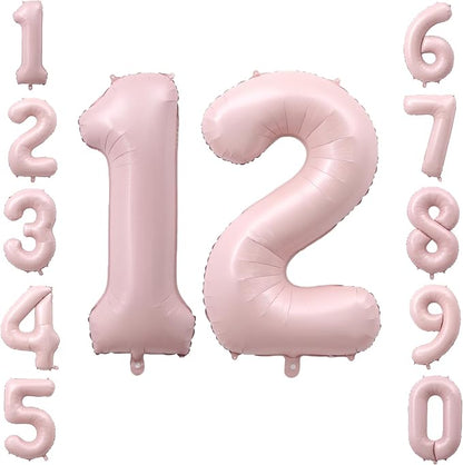 40" Light Pink Foil Number 12 Balloon by TNCDJKPA