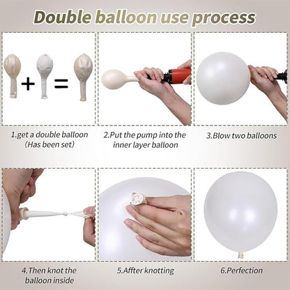 Pink and White Balloons, 12 Inch Double Stuffed Pearl Dusty Blush Baby Light - Image 6