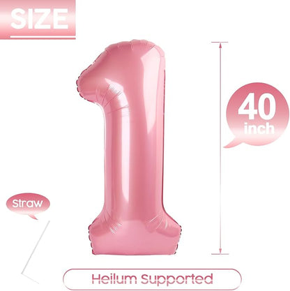 1 Balloon - Pastel Pink Birthday Number Balloons, 40 Inch Decorations | Pastel - Image 5