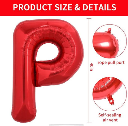TONIFUL 40 Inch Large Bright Red Letter Balloons A-Z, Giant Jumbo Helium Foil - Image 2