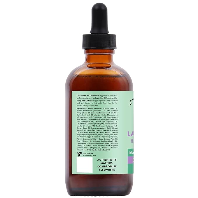 Sunny Isle Lavender Mint Hair and Strong Roots Oil 4oz | Infused with Jamaican Black Castor Oil and Biotin | Strengthen and Nourish Hair Follicles | Dry Scalp, Split Ends | Double Growth Formula