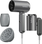 Hair Dryer 1800W Ionic Fast-Drying with Diffuser & Concentrator Nozzle for Curly Hair, Mini Blow Dryer with Compact Design, Foldable, Lightweight, Portable for Home & Travel