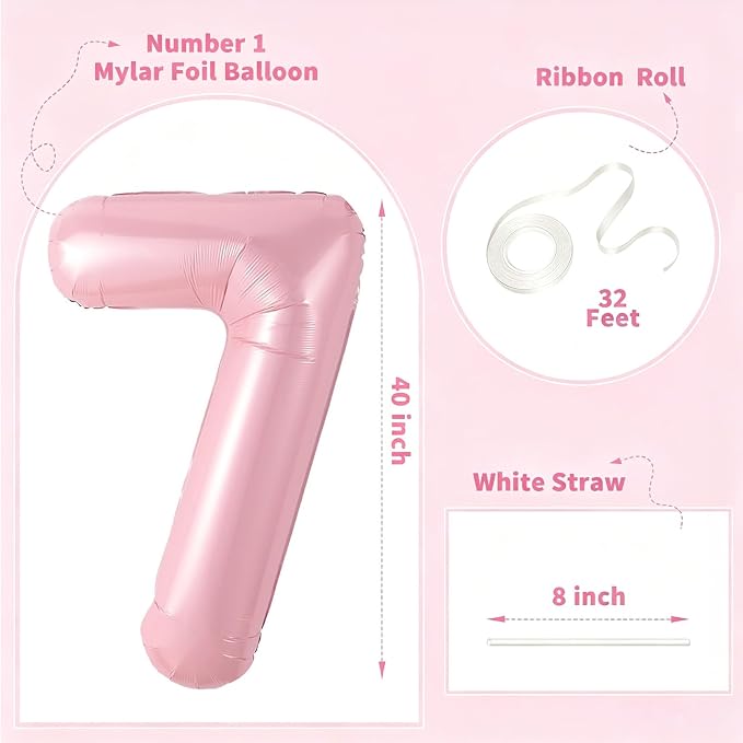 Number Balloons Pink Party Balloon - Image 2