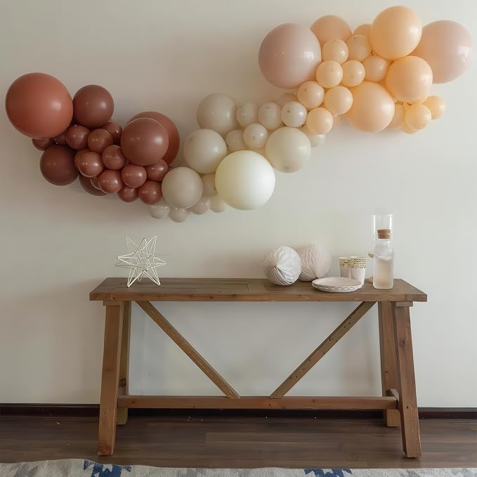 Brown Balloons Garland Arch Kit, Retro Brown Nude Balloons Arch, Tan Ivory - Image 3