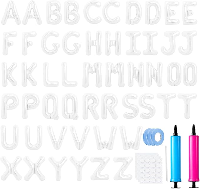 LIOZEOKUN Letter Balloons 16 Inch Alphabet A-Z Mylar Foil Balloons 2 Set by LIOZEOKUN