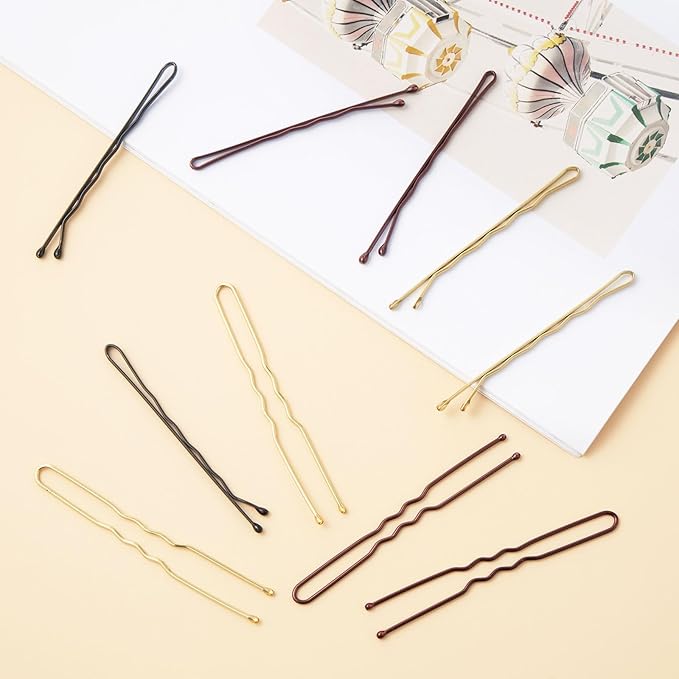 300 Pcs 2.2 Inch Wave-Shaped and U-Shaped Bobby Pins Mix Metal Hair Pins Hair Accessories for Women Stylists Hair Sticks Girl