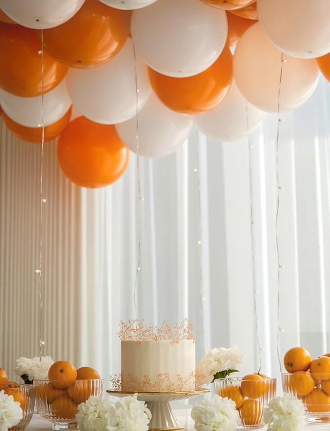 Orange and White Balloons, 12 Inch Fall Balloons - Image 3