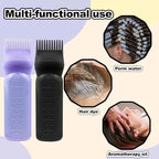ELANE 4 Pack Hair Oiler Comb Bottle,Root Comb Applicator Bottle for Hair Oil Scalp Hair Oiling Applicator(2Black+2Purple)