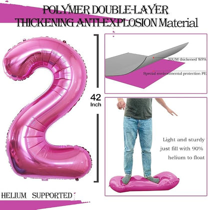 Pink Foil Balloons Number 2, Huge Number Balloons - Image 3