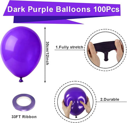 Patimate Dark Purple Balloons 100 Pack 12 Inch Dark Purple Latex Balloons - Image 3