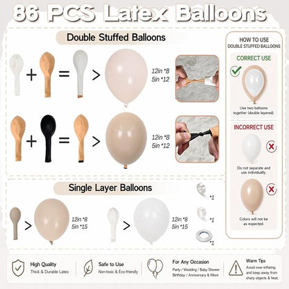 Neutral Balloons Arch Kit, Cream Peach Boho Balloons Garland - Image 2