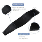 COOKAYU Invisible Tape in Hair Extensions Human Hair, Tape in Extensions Jet Black 20Inch 45g 20pcs Injected Tape in Human Hair Seamless Invisi Edge